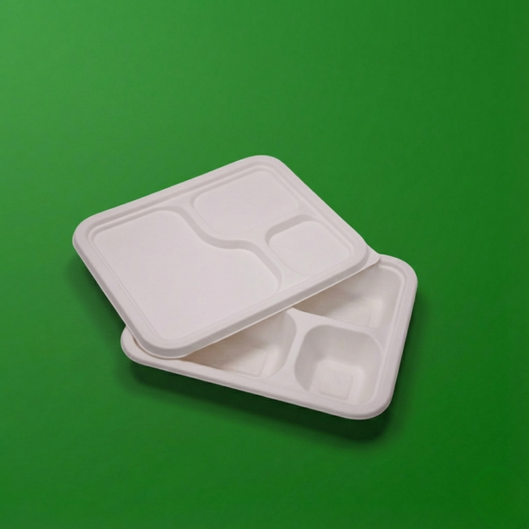 3 CP MEAL TRAY WITH LID (Anti Leak)