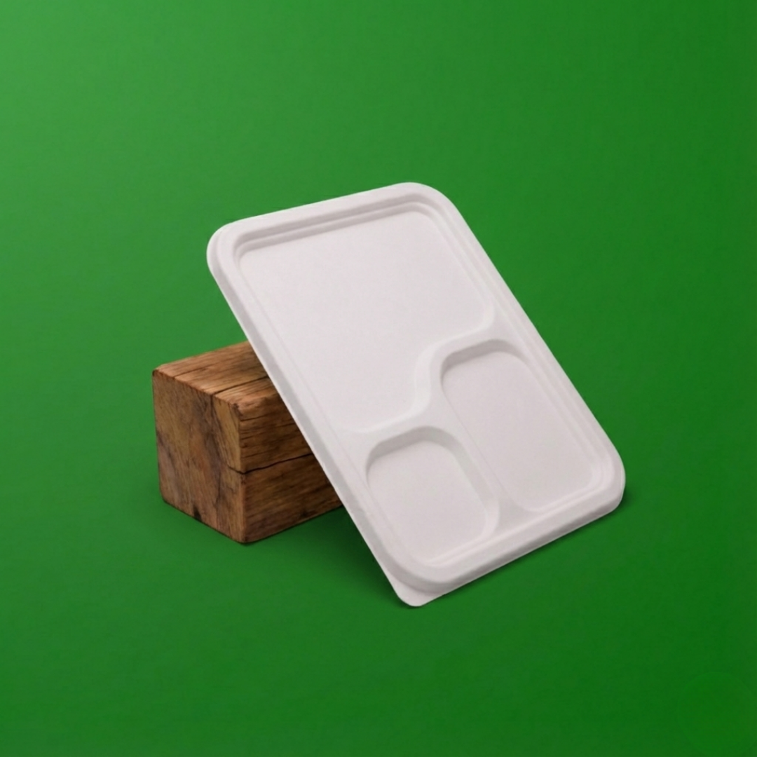 3 CP MEAL TRAY WITH LID (Anti Leak)