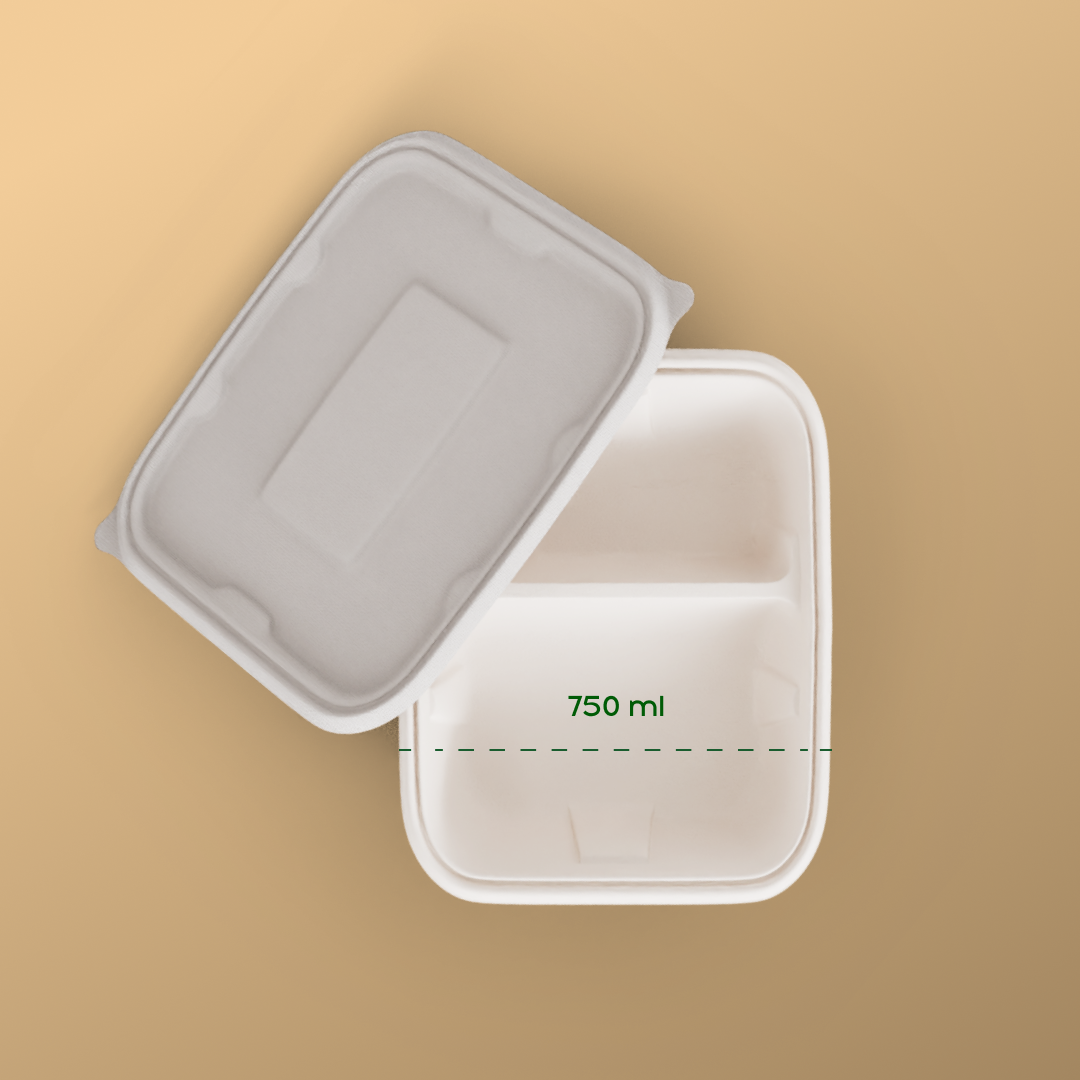 750ml 2 compartment container | biodegradable combo meal box