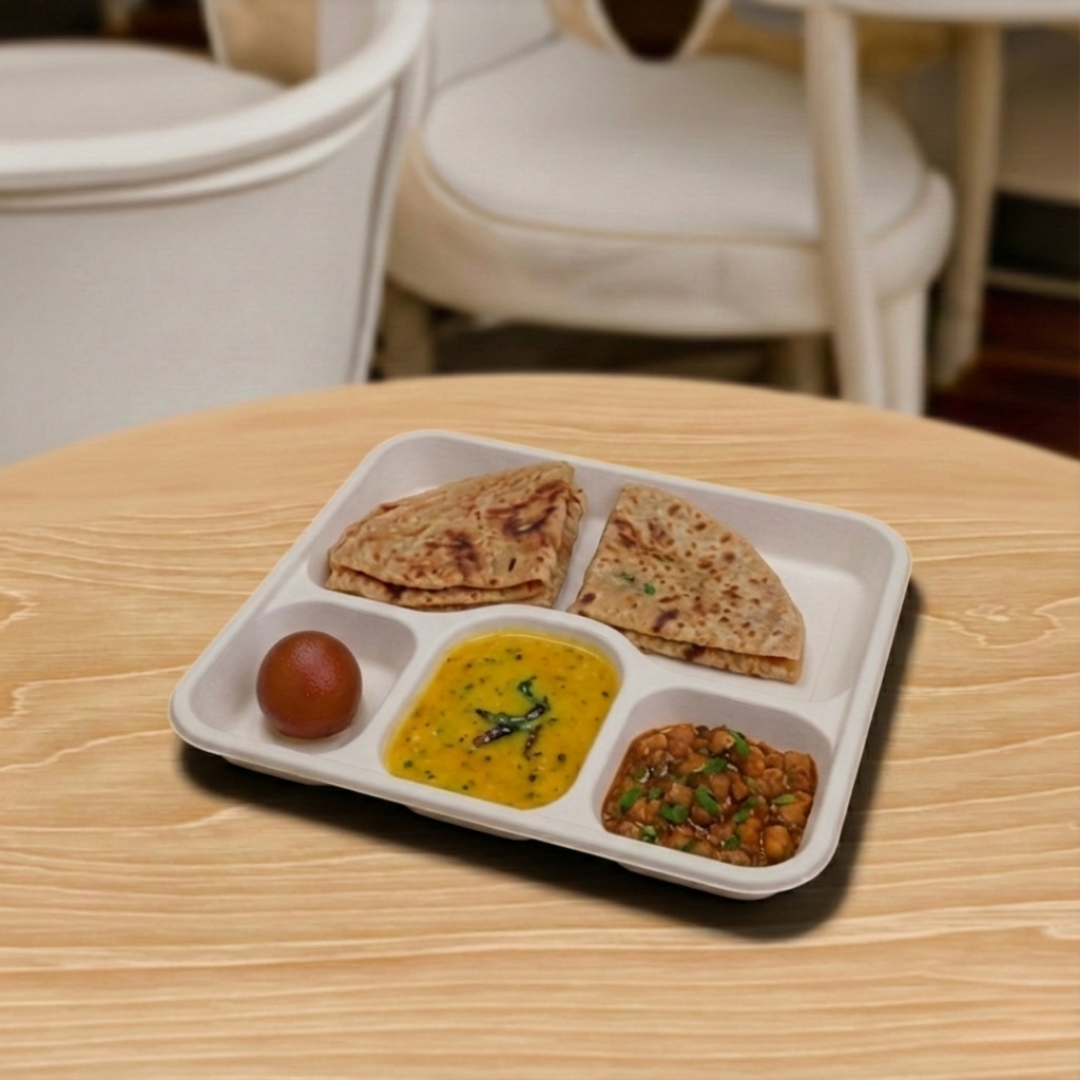4 CP MEAL TRAY WITH LID (ANTI LEAK)