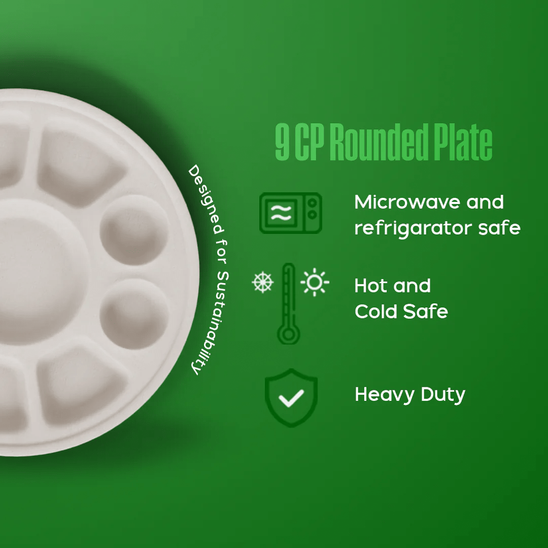 9 cp round plate - Biodegradable sugarcane bagasse plate