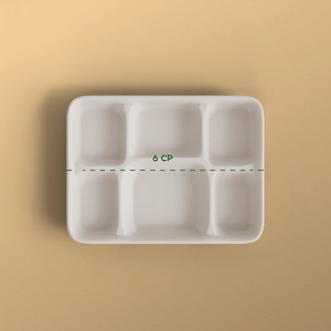 6 cp meal tray - Biodegradable sugarcane bagasse meal tray