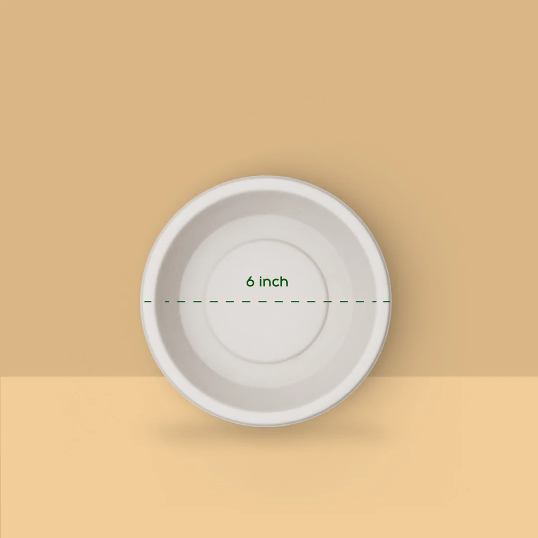 6 Inch Round Plate - Biodegradable sugarcane bagasse plate