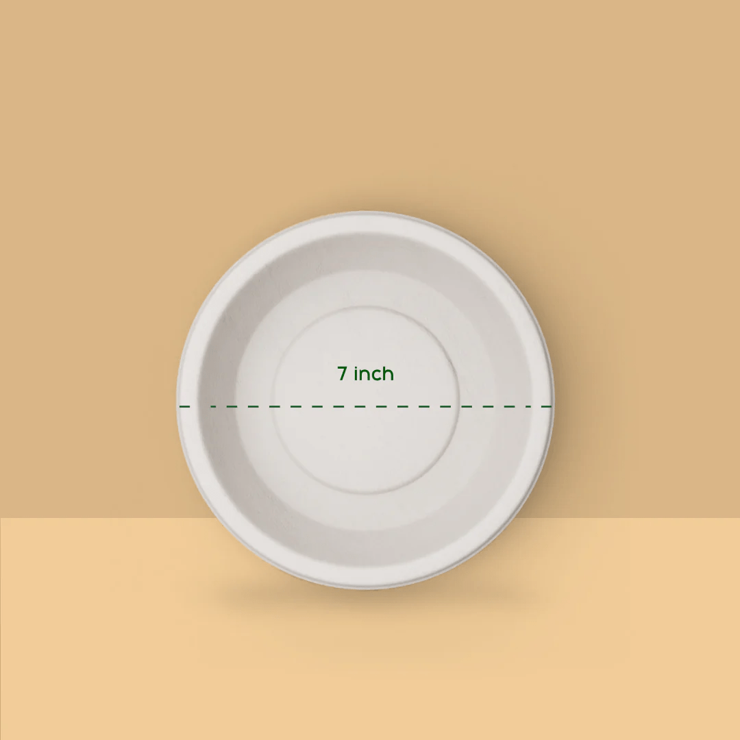 7 Inch Round Plate - Biodegradable sugarcane bagasse plate