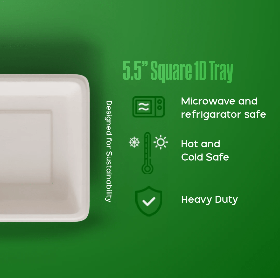 5.5 inch square plate - Biodegradable sugarcane bagasse plate