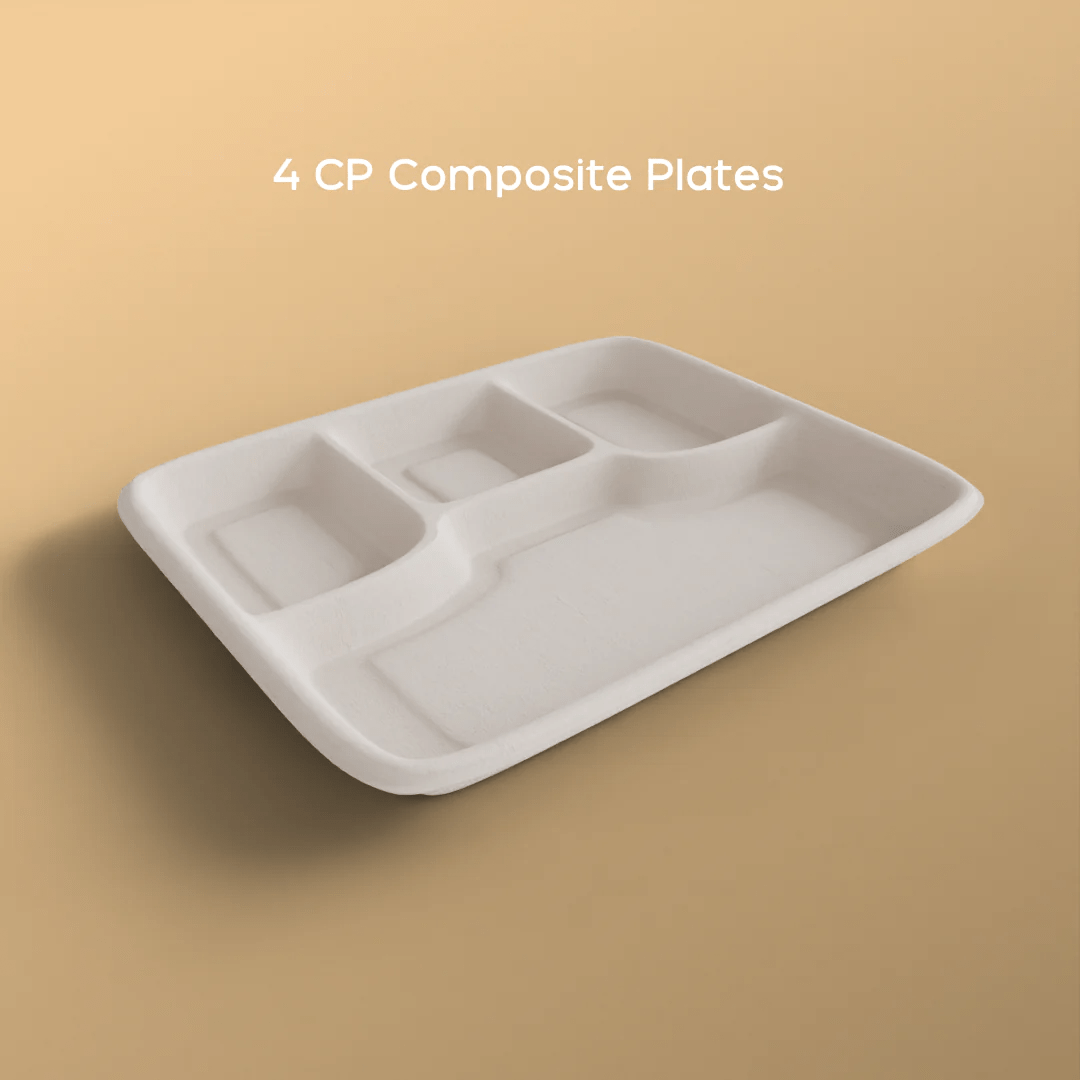 4 cp meal tray - Biodegradable sugarcane bagasse meal tray