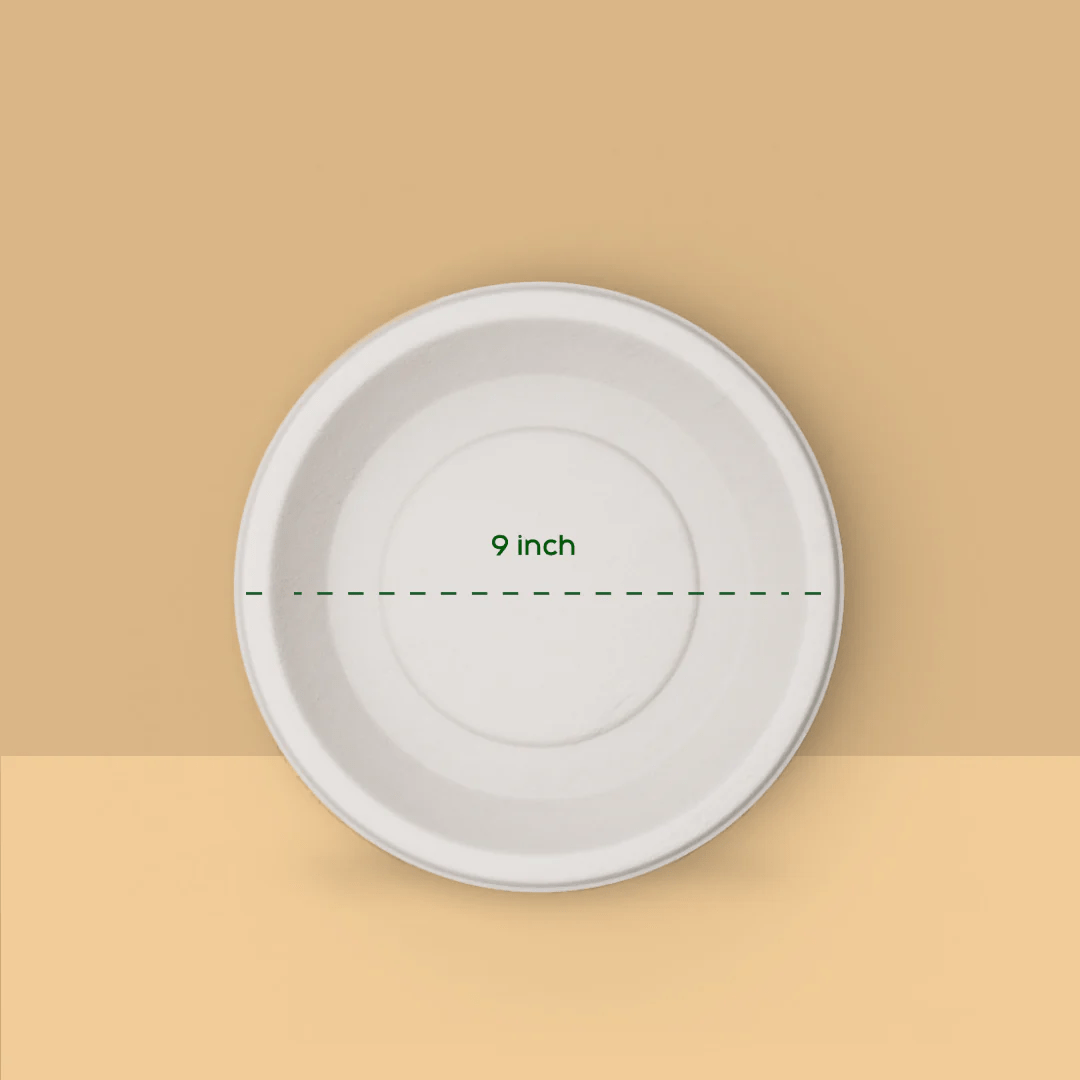9 Inch Round Plate - Biodegradable sugarcane bagasse plate