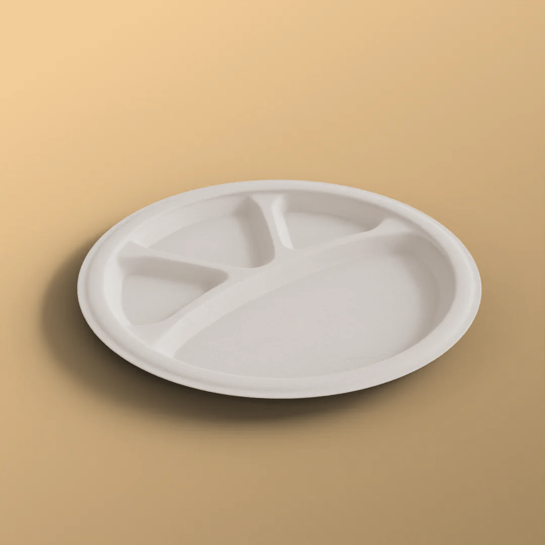 12 inch 4 cp round plate - Biodegradable sugarcane bagasse plate