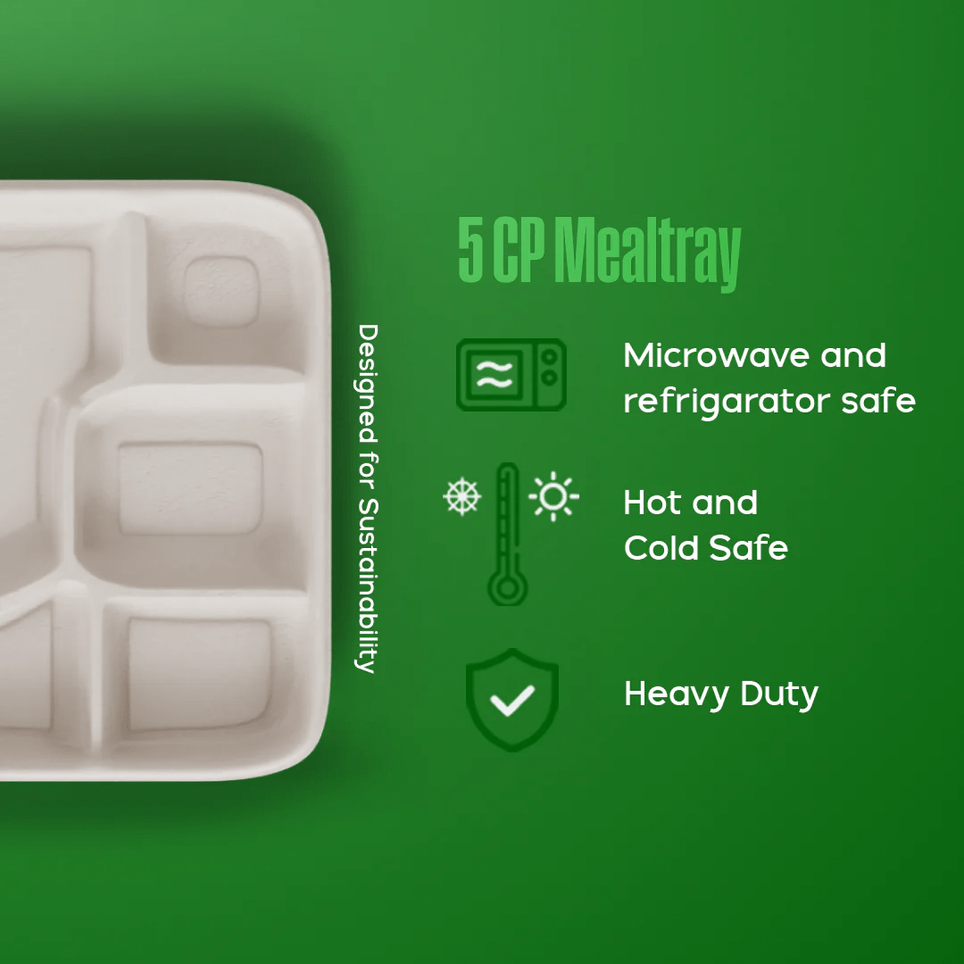 5 cp meal tray - Biodegradable sugarcane bagasse meal tray