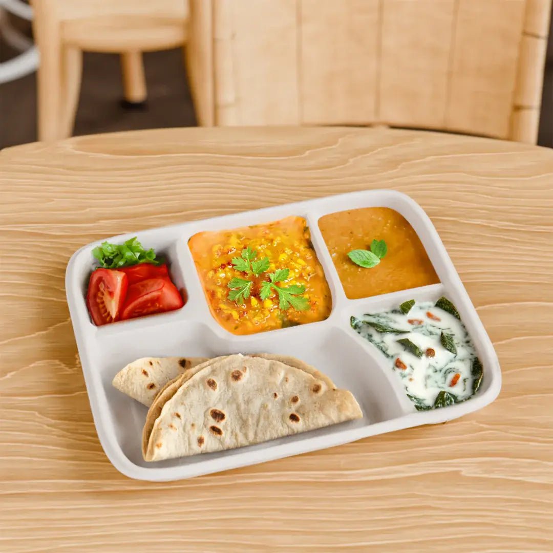 5 cp meal tray - Biodegradable sugarcane bagasse meal tray