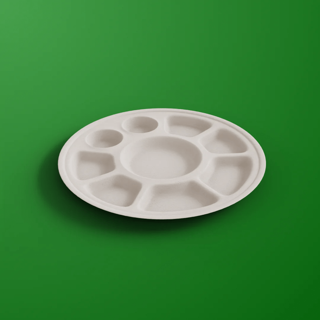 9 cp round plate - Biodegradable sugarcane bagasse plate