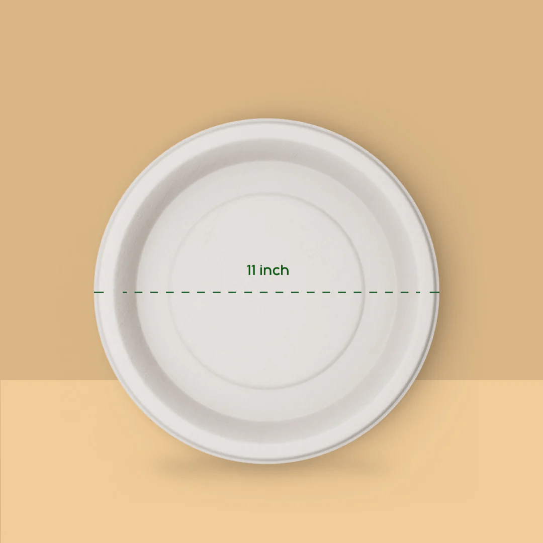 11 Inch Round Plate - Biodegradable sugarcane bagasse plate