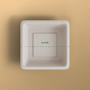 6 inch square plate - Biodegradable sugarcane bagasse plate