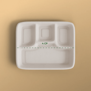4 cp meal tray - Biodegradable sugarcane bagasse meal tray