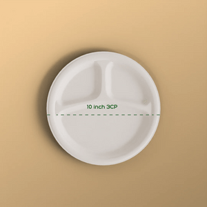 10 inch 3 cp round plate - Biodegradable sugarcane bagasse plate