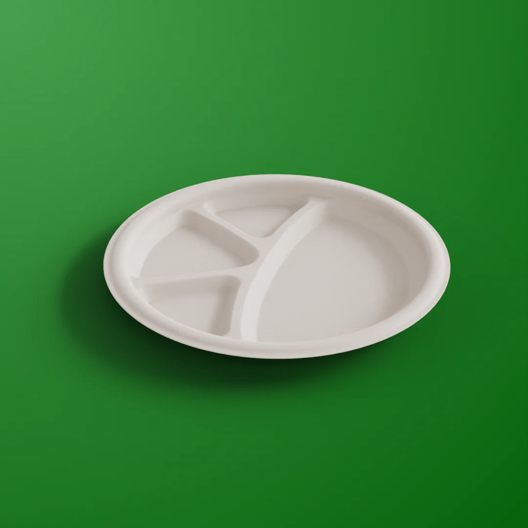 11 inch 4 cp round plate - Biodegradable sugarcane bagasse plate