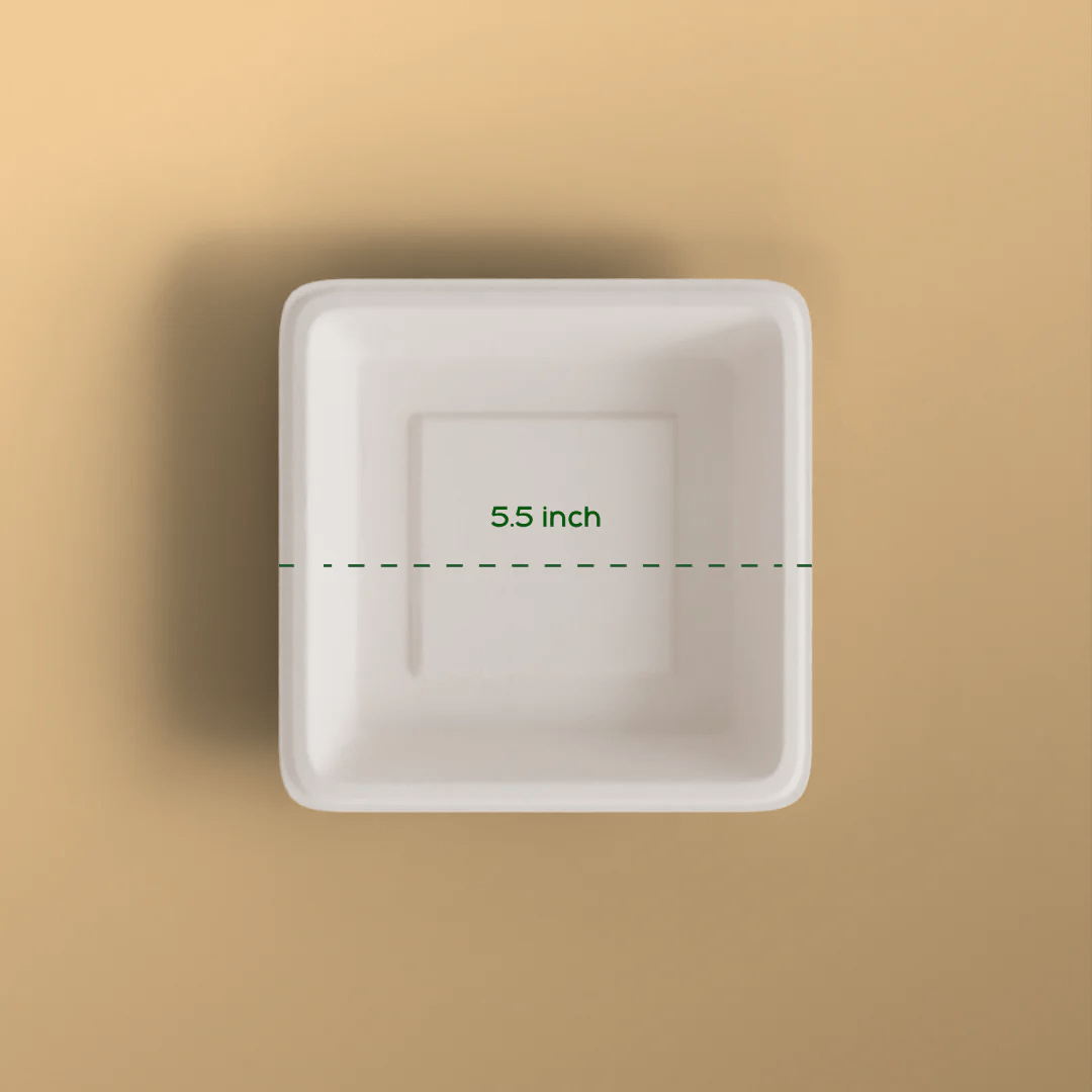5.5 inch square plate - Biodegradable sugarcane bagasse plate