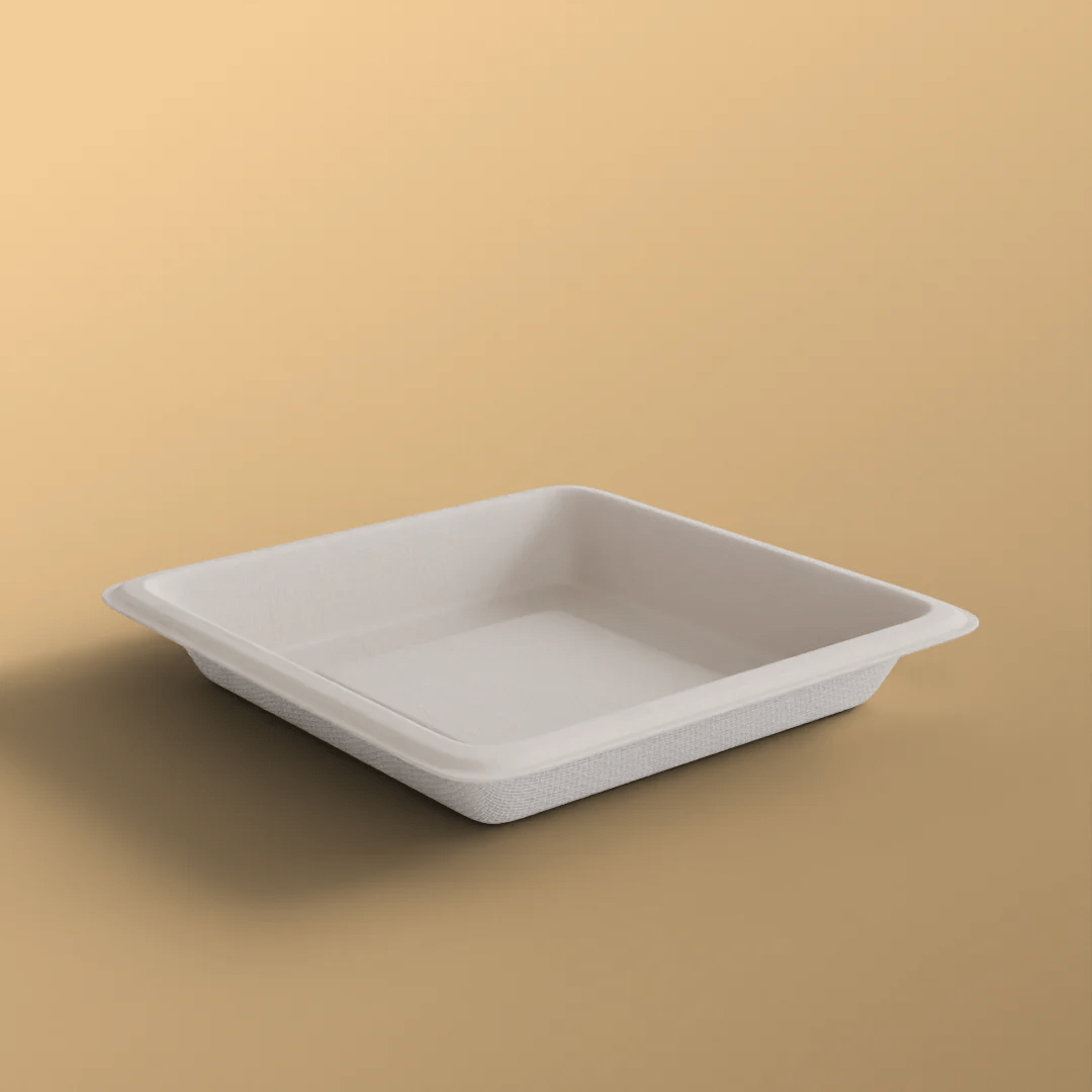 5.5 inch square plate - Biodegradable sugarcane bagasse plate