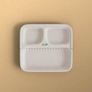 3 cp meal tray - Biodegradable sugarcane bagasse meal tray