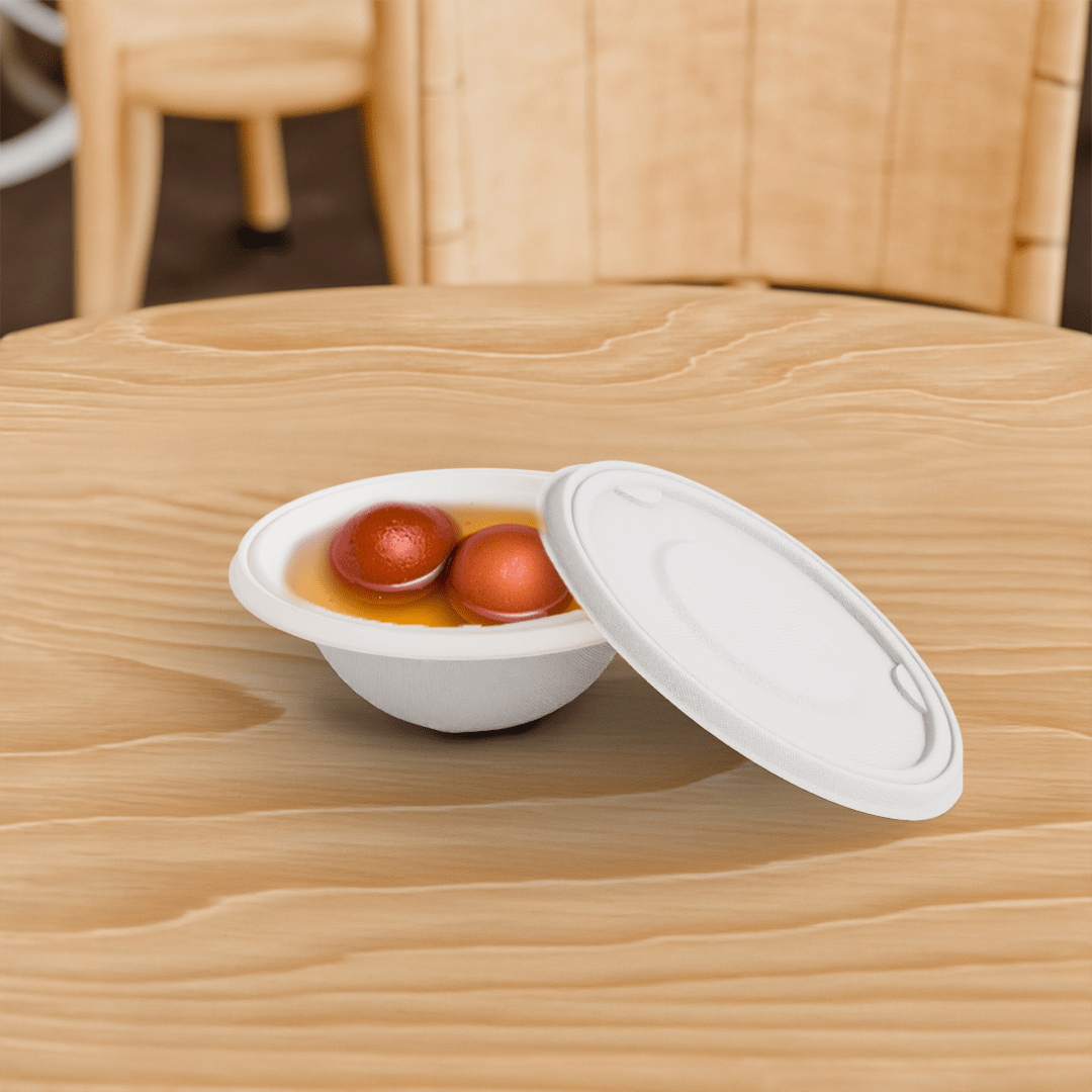 500 ml bowl - Biodegradable sugarcane bagasse container with lid