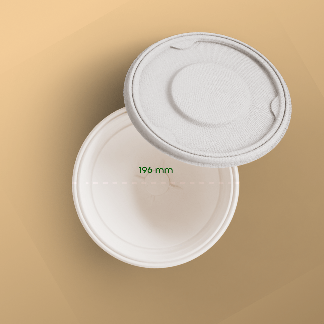 1000 ml bowl - Biodegradable sugarcane bagasse container with lid