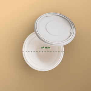 750 ml bowl - Biodegradable sugarcane bagasse container with lid