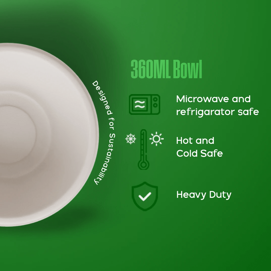 360 ml bowl - Biodegradable sugarcane bagasse bowl