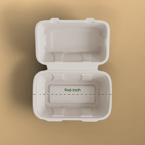 9x6 clamshell - Biodegradable sugarcane bagasse clamshell