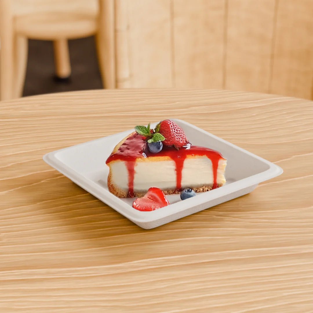 5.5 inch square plate - Biodegradable sugarcane bagasse plate