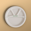 Sugarcane Disposable Plates, Bagasse Round Plate, Disposable Plates, 12'4 Compartment Disposable Plate, 