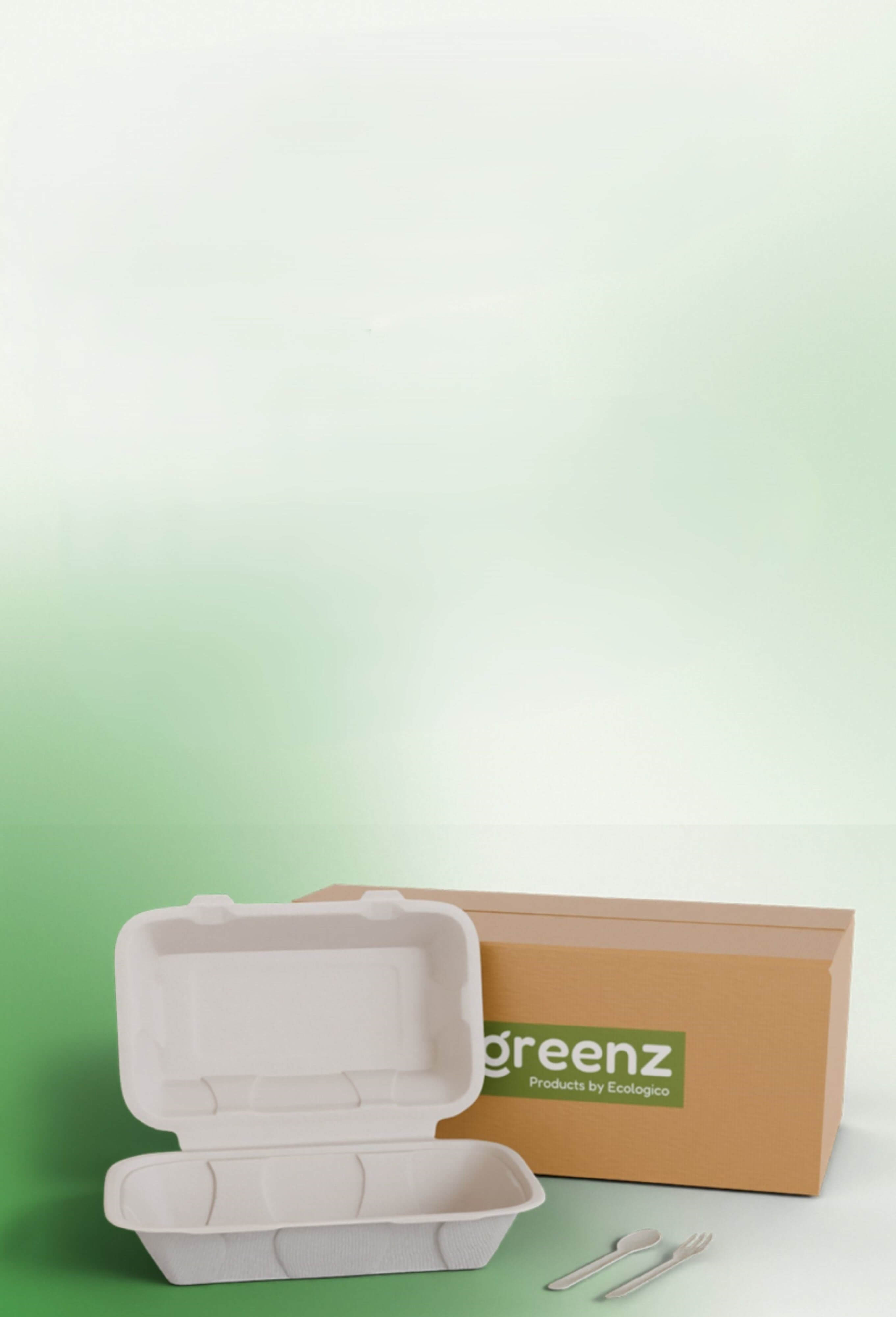 EcoGreenz biodegradable plates and takeaway containers made from sugarcane bagasse
