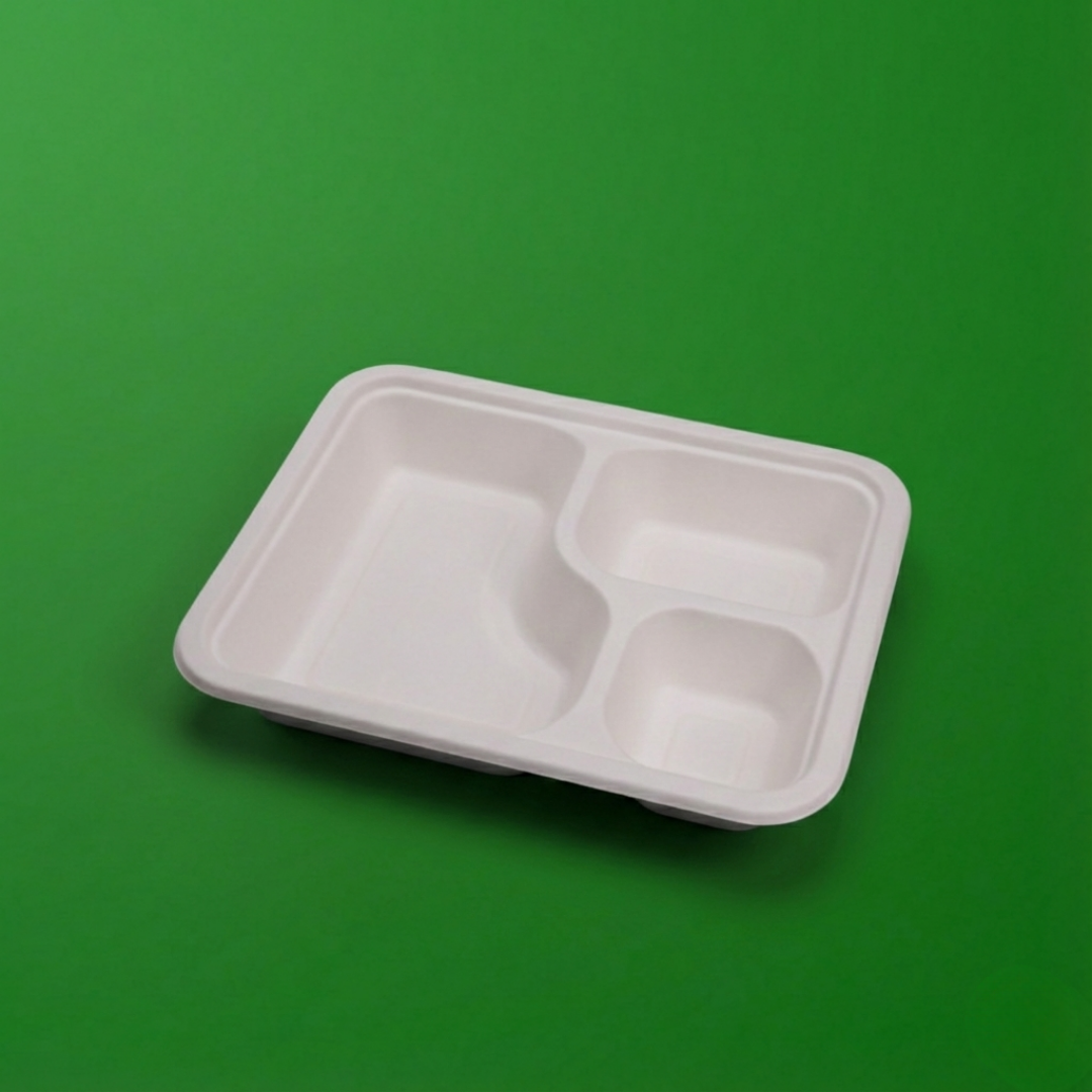 3 CP MEAL TRAY WITH LID (Anti Leak)