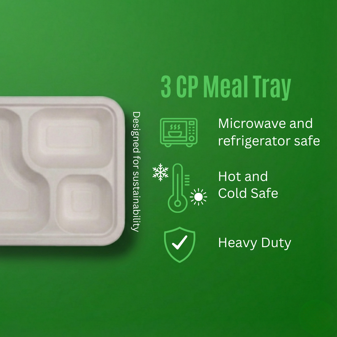 3 CP MEAL TRAY WITH LID (Anti Leak)