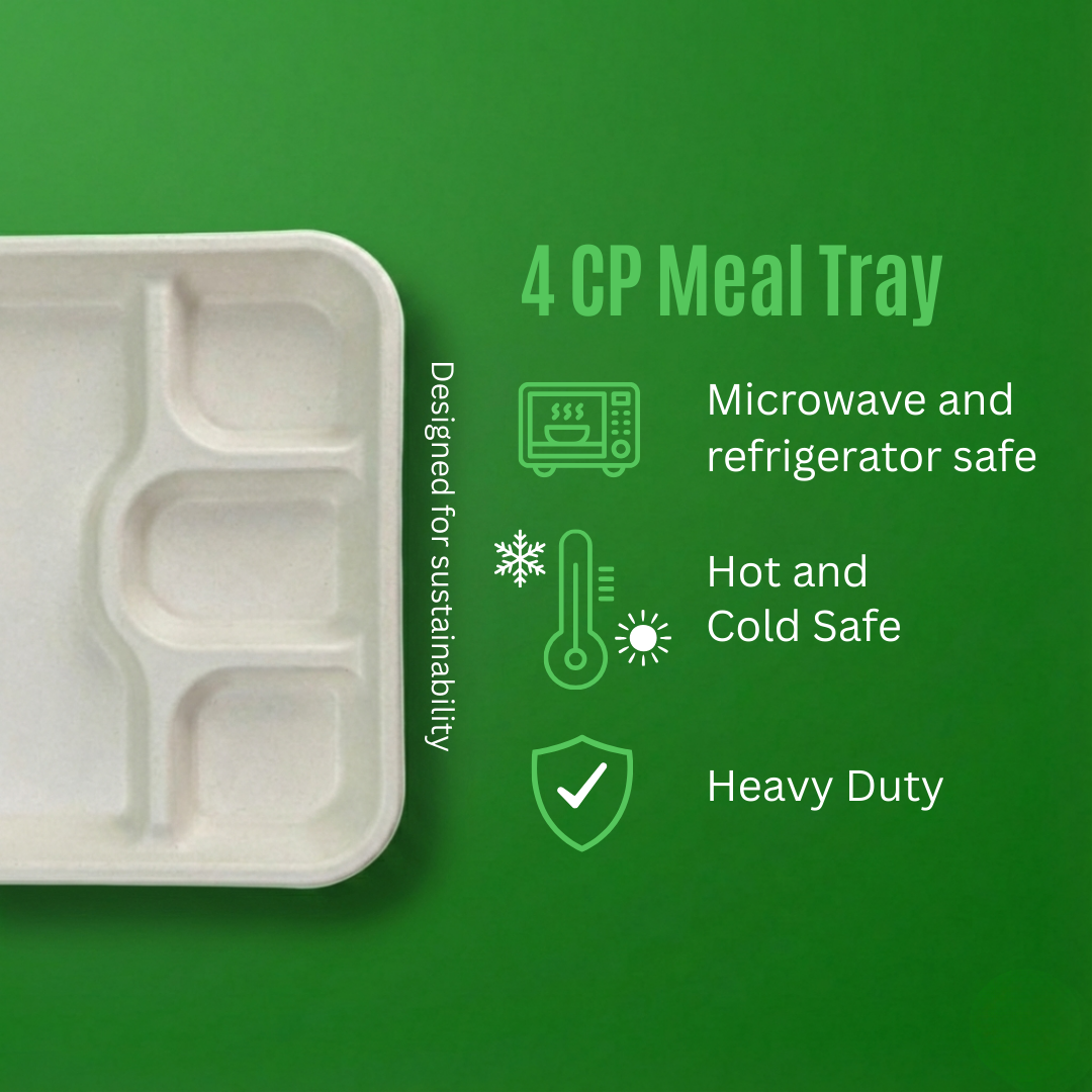 4 CP MEAL TRAY WITH LID (ANTI LEAK)