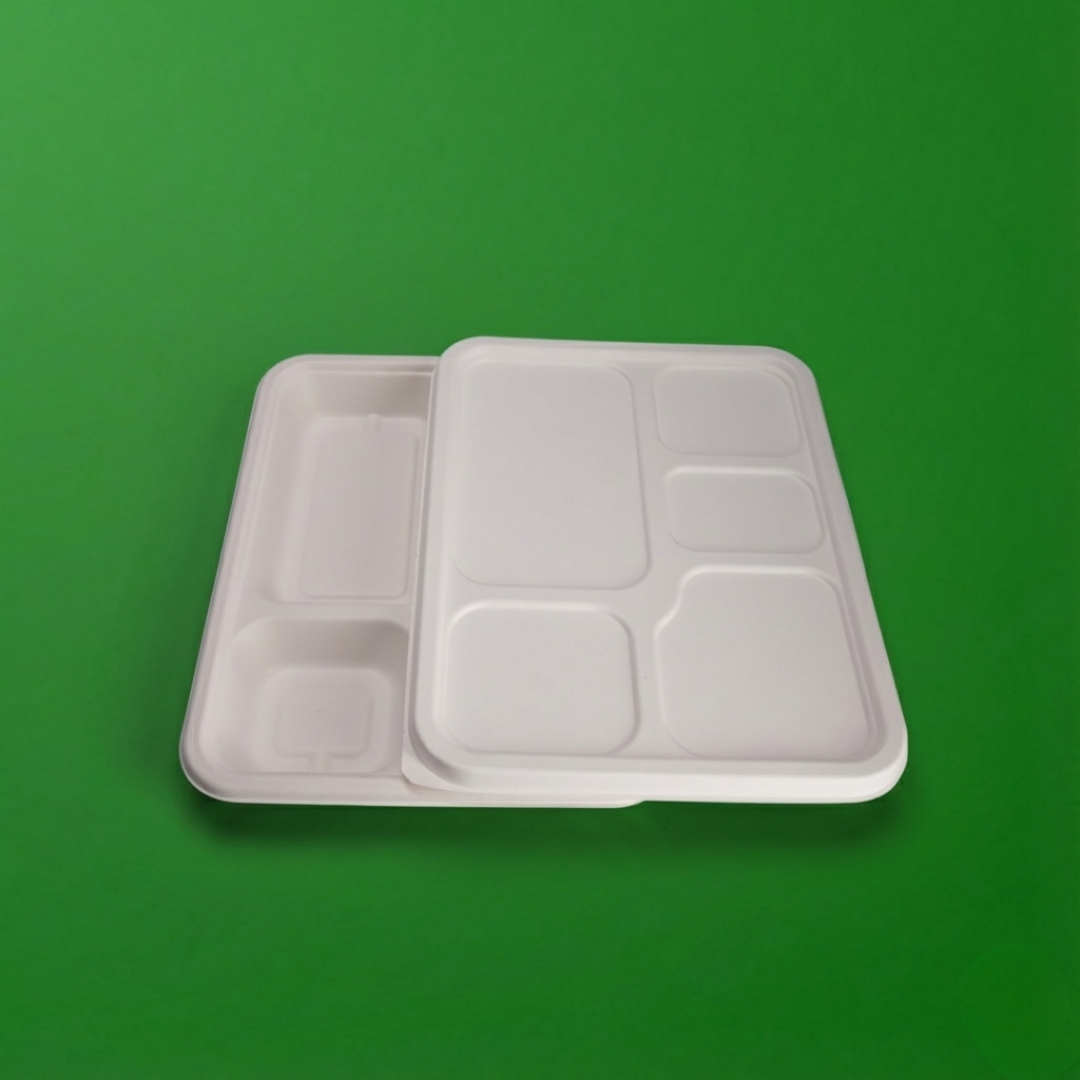 5 CP MEAL TRAY WITH LID (ANTI LEAK)