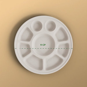 Sugarcane Disposable Plates, Bagasse Round Plate, Disposable Plates, 9 Compartment Disposable Plate, 