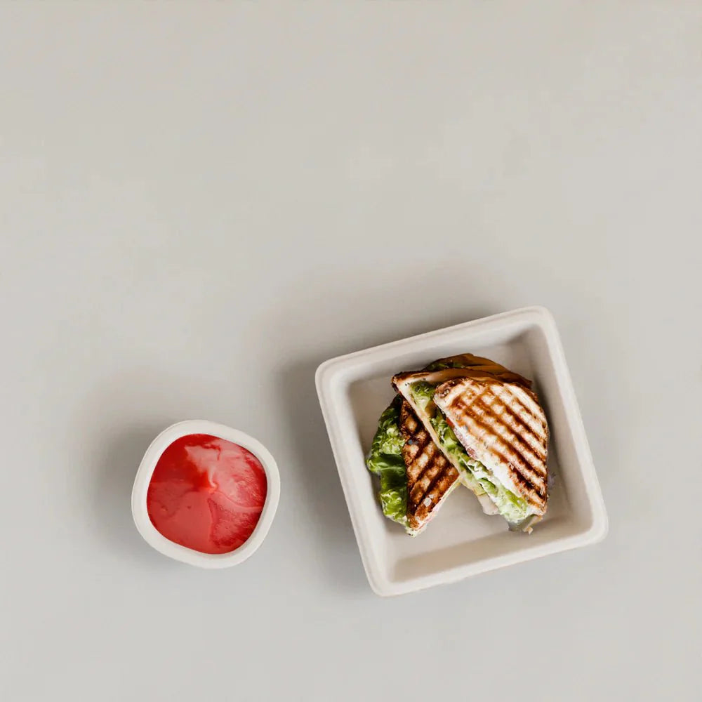 7 Inch Square Plate Side View | Biodegradable Sugarcane Bagasse | EcoGreenz India